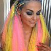 Top-Knot Ponytail Braids With Pink Extensions (Photo 12 of 15)