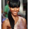 Weaved Polished Pony Hairstyles With Blunt Bangs (Photo 1 of 25)