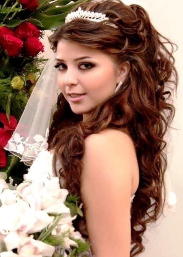15 Inspirations Wedding Hairstyles for Long Hair Down with Tiara
