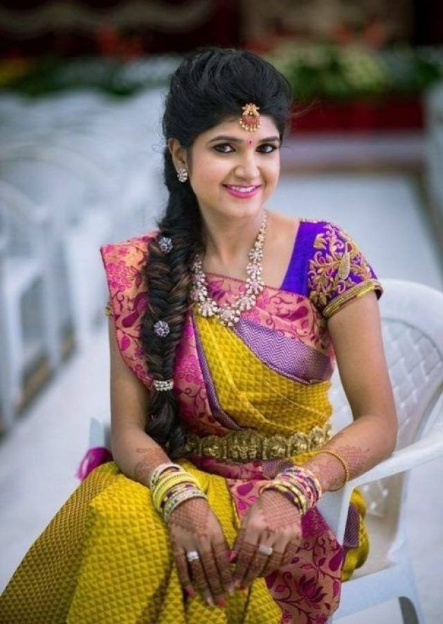 The 15 Best Collection of Indian Wedding Hairstyles for Long Hair on Saree