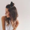 Medium Length Wavy Hairstyles With Top Knot (Photo 1 of 25)