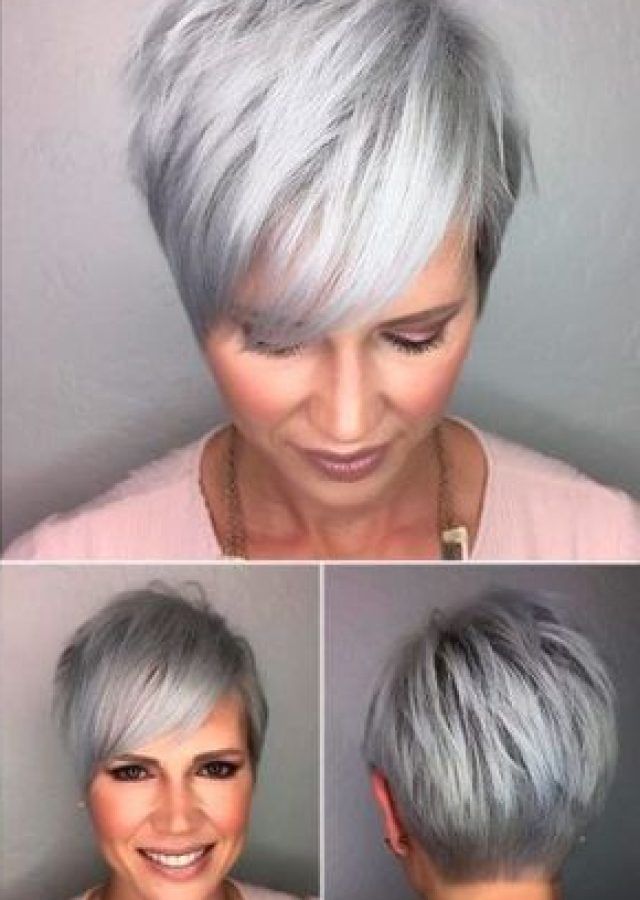 25 Best Cropped Gray Pixie Hairstyles with Swoopy Bangs