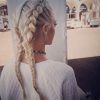 Blonde Ponytails With Double Braid (Photo 20 of 25)