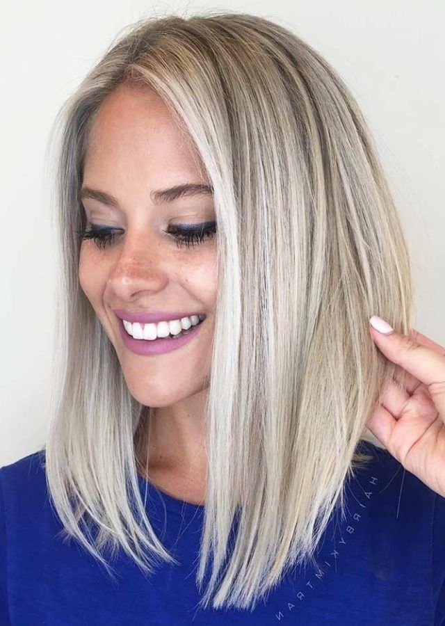 25 Collection of Blunt Cut White Gold Lob Blonde Hairstyles