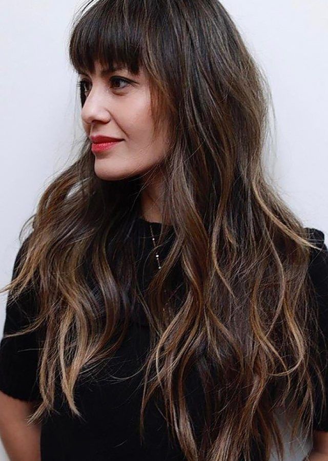Top 25 of Long Hairstyles with Straight Fringes and Wavy Ends