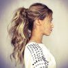 Accessorize Curled Look Ponytail Hairstyles With Bangs (Photo 1 of 25)