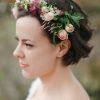 Flower Tiara With Short Wavy Hair For Brides (Photo 6 of 25)