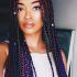 15 Collection of Thin Black Box Braids with Burgundy Highlights