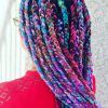 Long Braids With Blue And Pink Yarn (Photo 18 of 25)