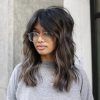 Tousled Shoulder Length Layered Hair With Bangs (Photo 8 of 18)