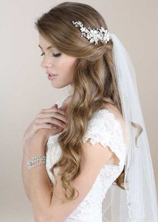 15 Inspirations Half Up with Veil Wedding Hairstyles