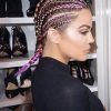Top-Knot Ponytail Braids With Pink Extensions (Photo 1 of 15)