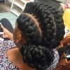 Thin Double Braids With Bold Bow (Photo 14 of 15)