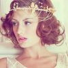 Flower Tiara With Short Wavy Hair For Brides (Photo 15 of 25)