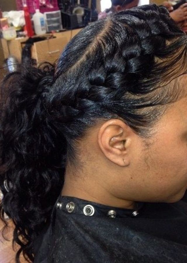 Top 25 of Black Curly Ponytails with Headband Braid