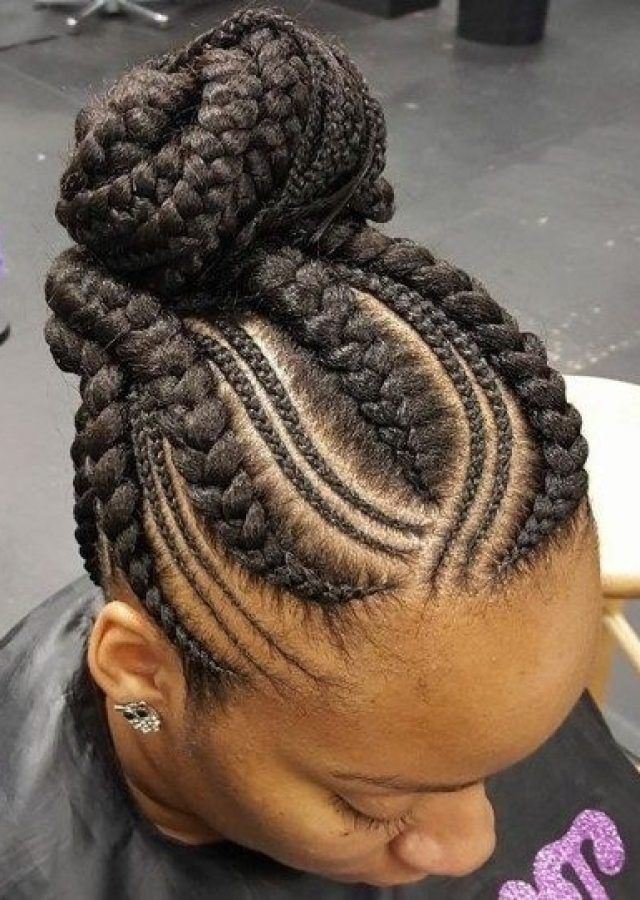 The 15 Best Collection of Curvy Ghana Braids with Crown Bun