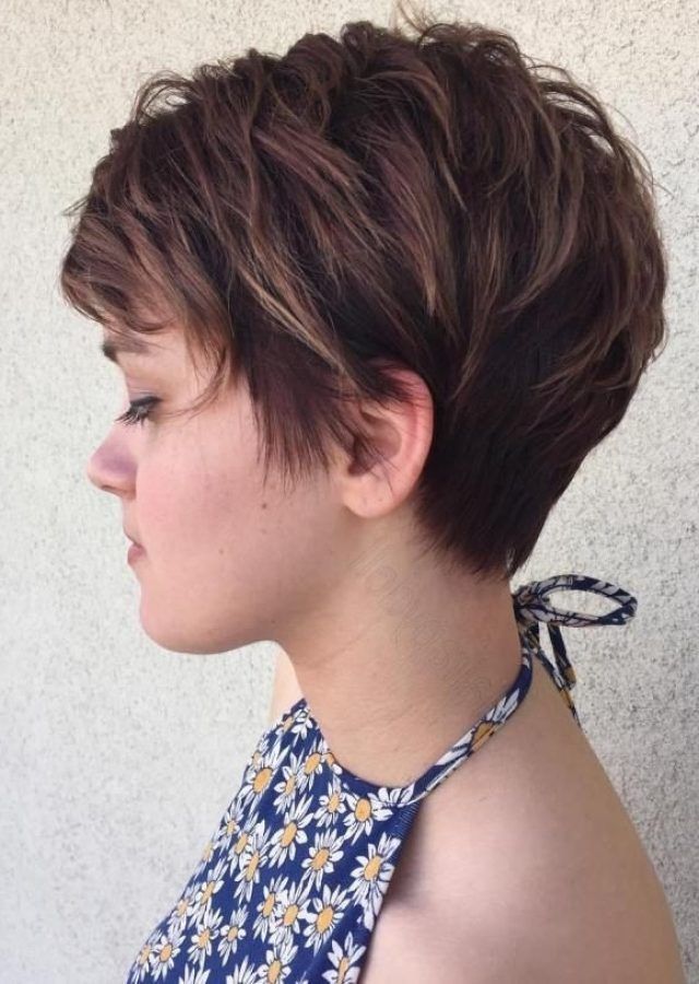 25 Collection of Brunette Pixie Hairstyles with Feathered Layers