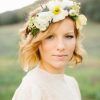 Flower Tiara With Short Wavy Hair For Brides (Photo 16 of 25)
