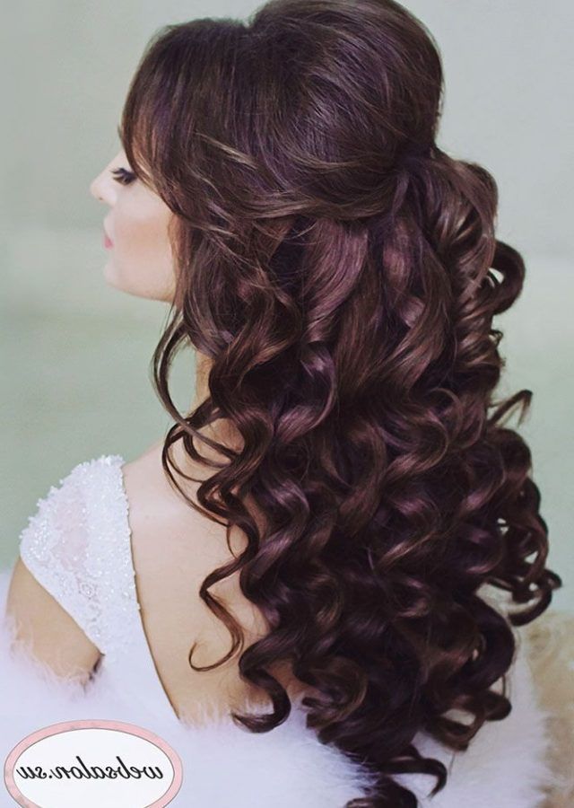 15 Best Collection of Hair Half Up Half Down Wedding Hairstyles Long Curly