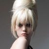 Curly Ash Blonde Updo Hairstyles With Bouffant And Bangs (Photo 7 of 25)
