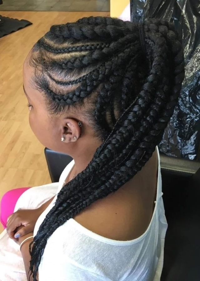 2024 Popular Braided Hairstyles into a Ponytail with Weave