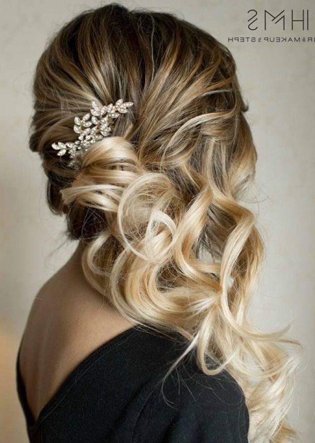 2024 Best of Curled Side Updo Hairstyles with Hair Jewelry
