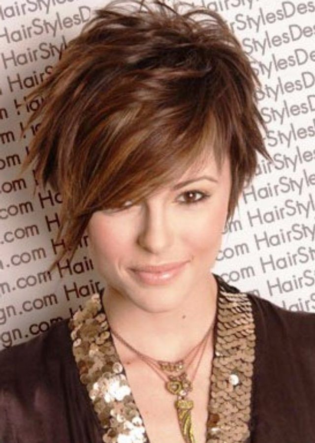 The 25 Best Collection of Short Hairstyles with Bangs and Layers for Round Faces