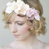 Flower Tiara With Short Wavy Hair For Brides (Photo 7 of 25)